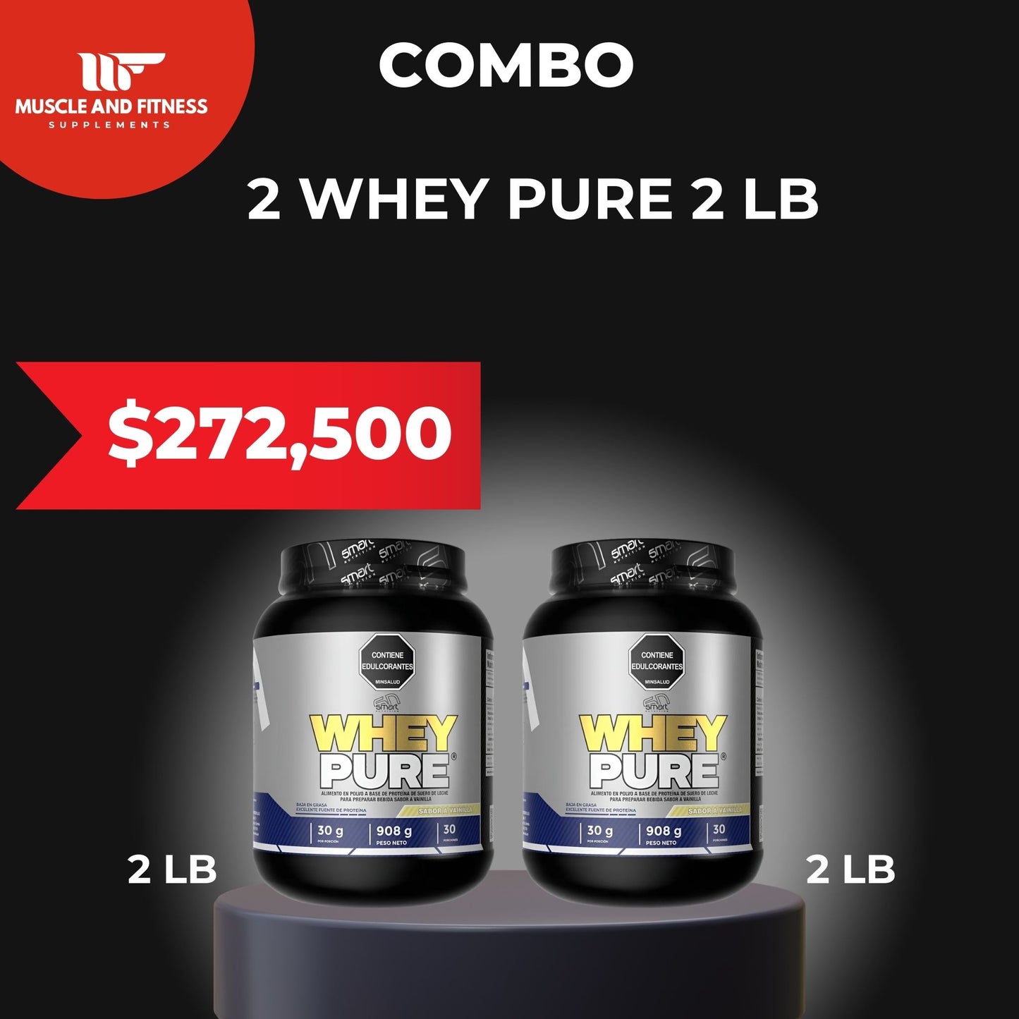 Combo 2 Whey Pure 2 lb – Proteína Whey para Masa Muscular