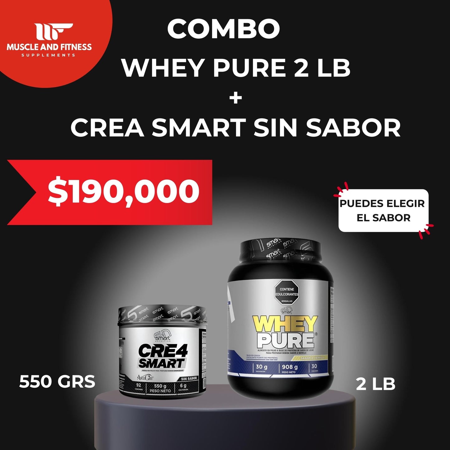 Combo Whey Pure 2 lb + Crea Smart | Proteína + Creatina