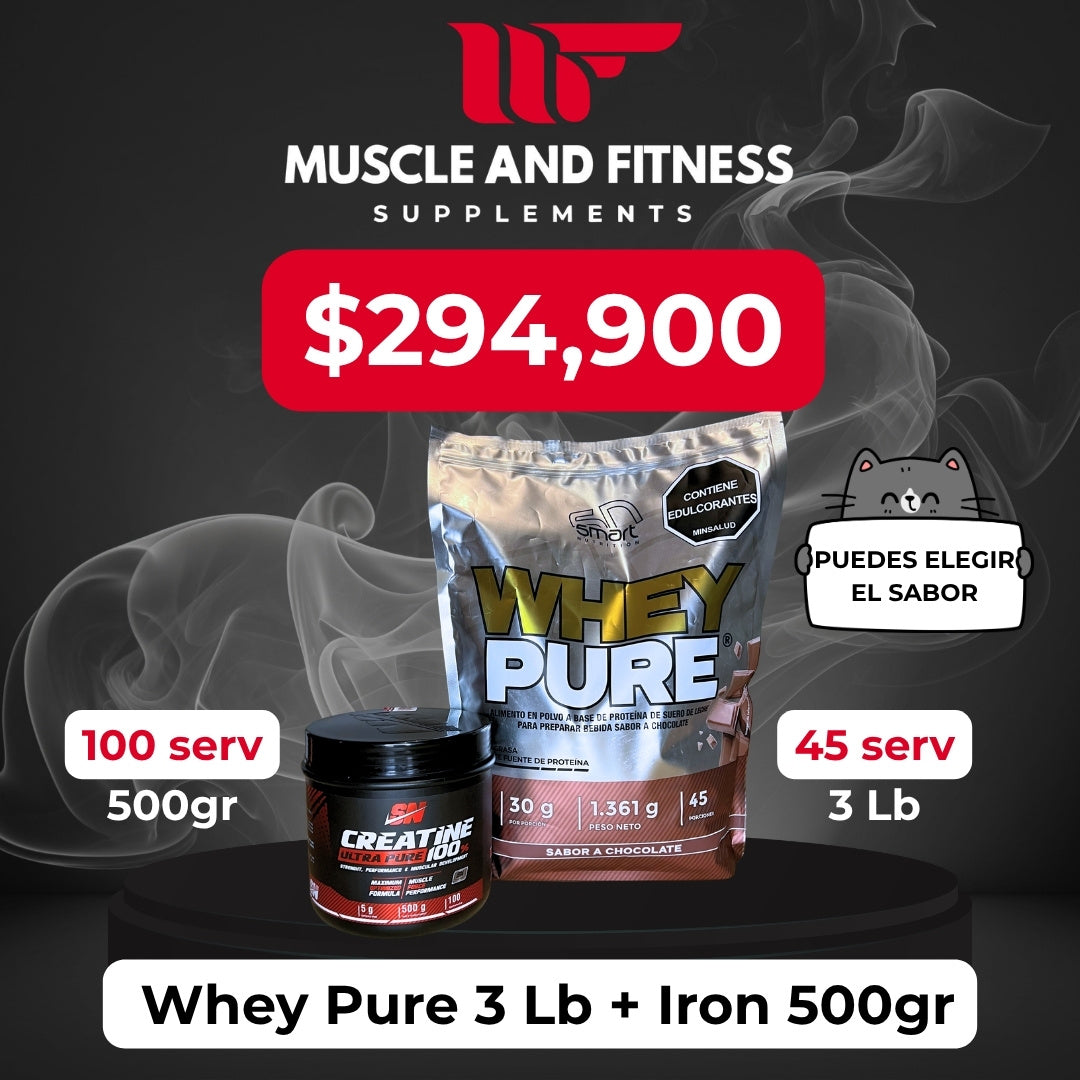 Combo Whey Pure 3 Lb + Creatina Iron 500g