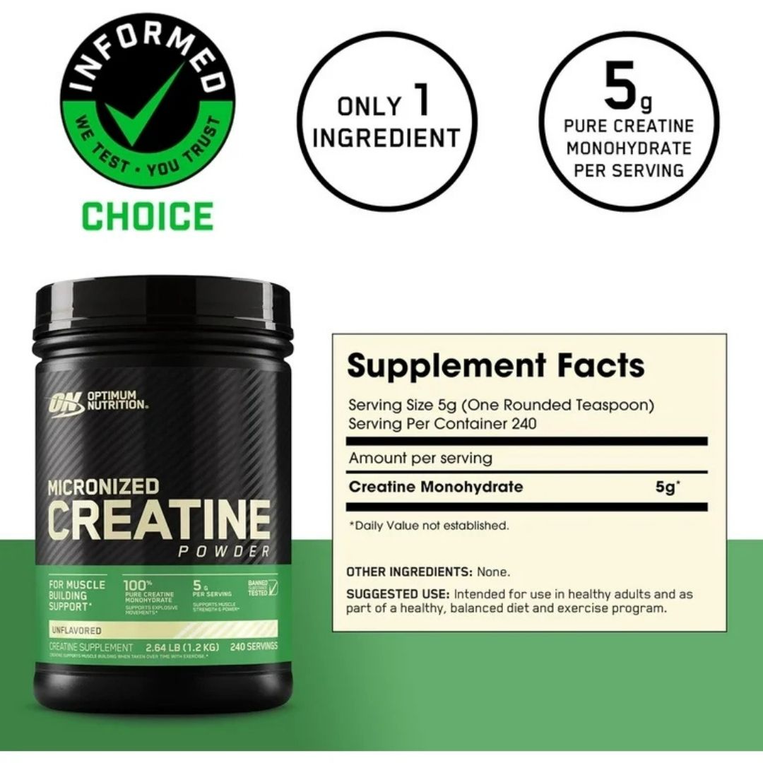 Creatina ON 1.2 kg Micronized – 240 Servicios | Optimum Nutrition