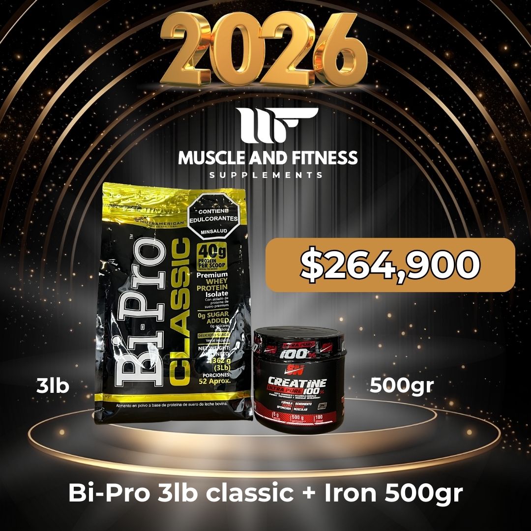 Combo BiPro 3 lb + Creatina Iron 500 g – Aumenta masa, fuerza y recuperación muscular