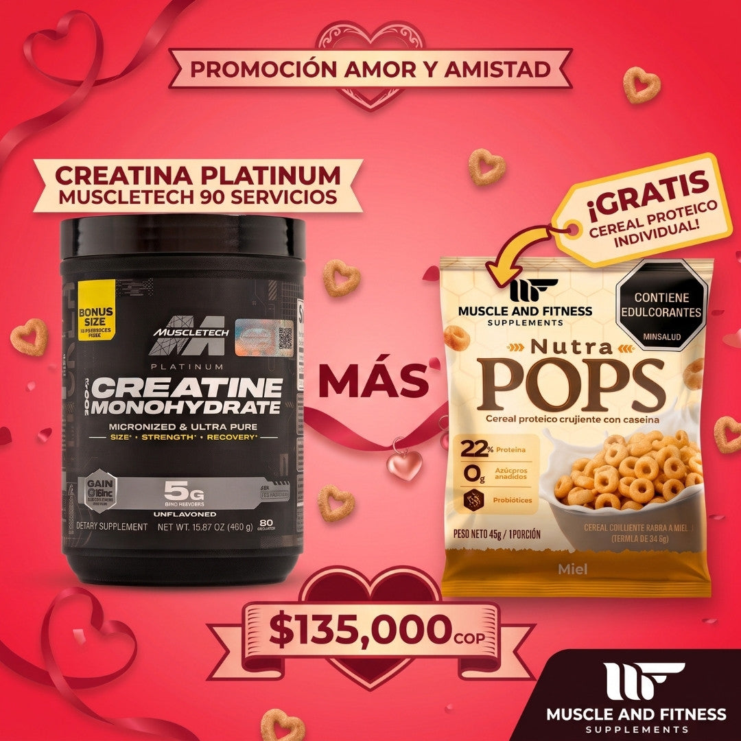 Creatina Platinum MuscleTech 450g + Pop Gratis | Amor y Amistad