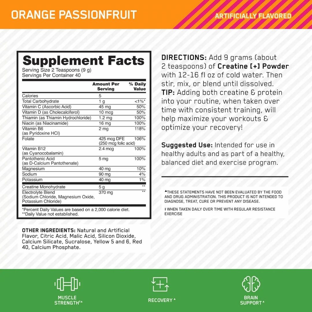 Creatine ON Micronized Powder – 60 servicios (99.9% pureza)