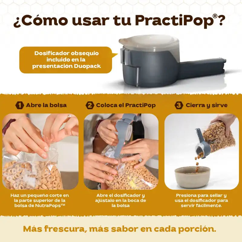 Nutra Pops Cereal Proteico Miel Caja Familiar | 22% Proteína, Saciedad y Sin Azúcar