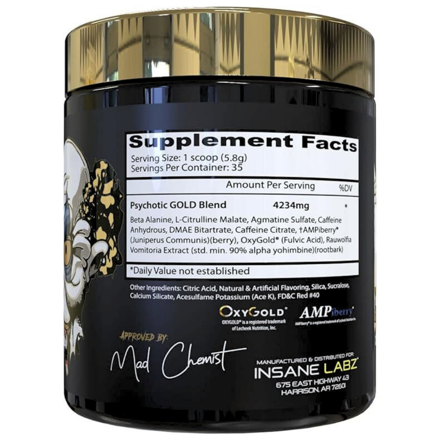 Psychotic Gold Pre Entreno – 325 mg Cafeína | Alta Energía y Bombeo