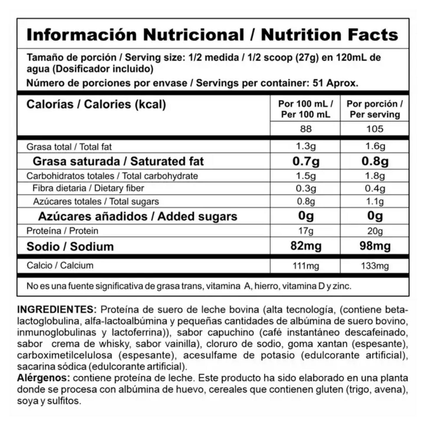 Proteína BiPro Classic 3 LB Capuccino con crema de Whisky| Suero Aislado para Definición