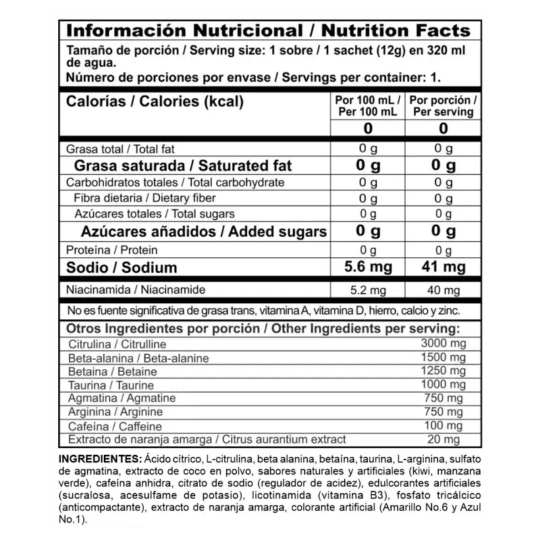 Radical Power Drink Pre Workout Caja x18 | Energía y Rendimiento Sin Azúcar