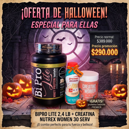Proteína BiPro Lite 2.4 lb + Creatina Nutrex Women 30 Serv + Premier Protein GRATIS