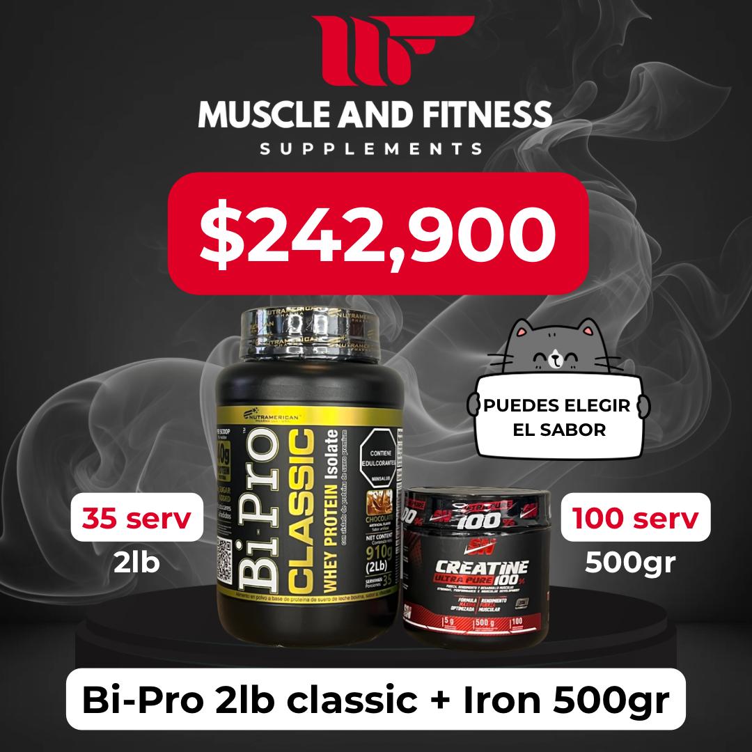 Combo BiPro 2LB + Creatina Iron 500 GRS | Más fuerza, recuperación y rendimiento