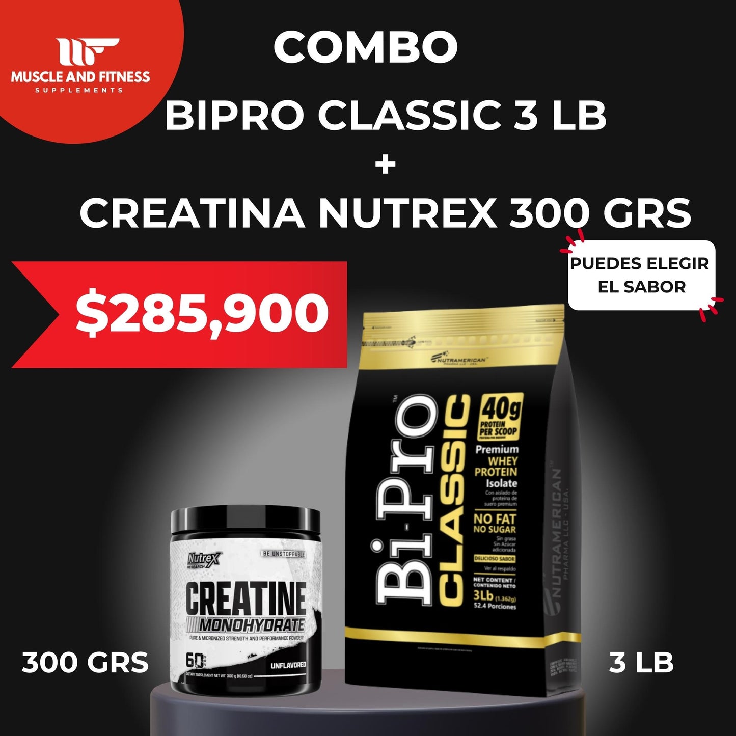 Combo BI PRO 3lb + CREATINA NUTREX 300grs