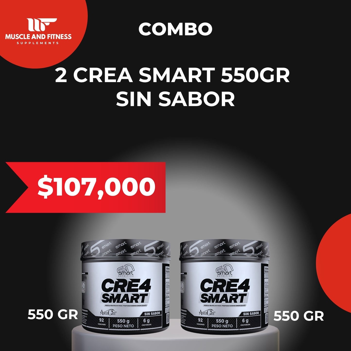 Combo 2 Creatinas Crea Smart 550 g – Máxima fuerza, absorción y rendimiento