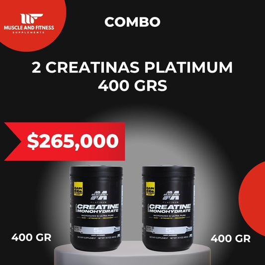 Combo 2 Creatinas Muscletech Platinum 100% Creatine 400 g – Aumenta fuerza, masa y resistencia