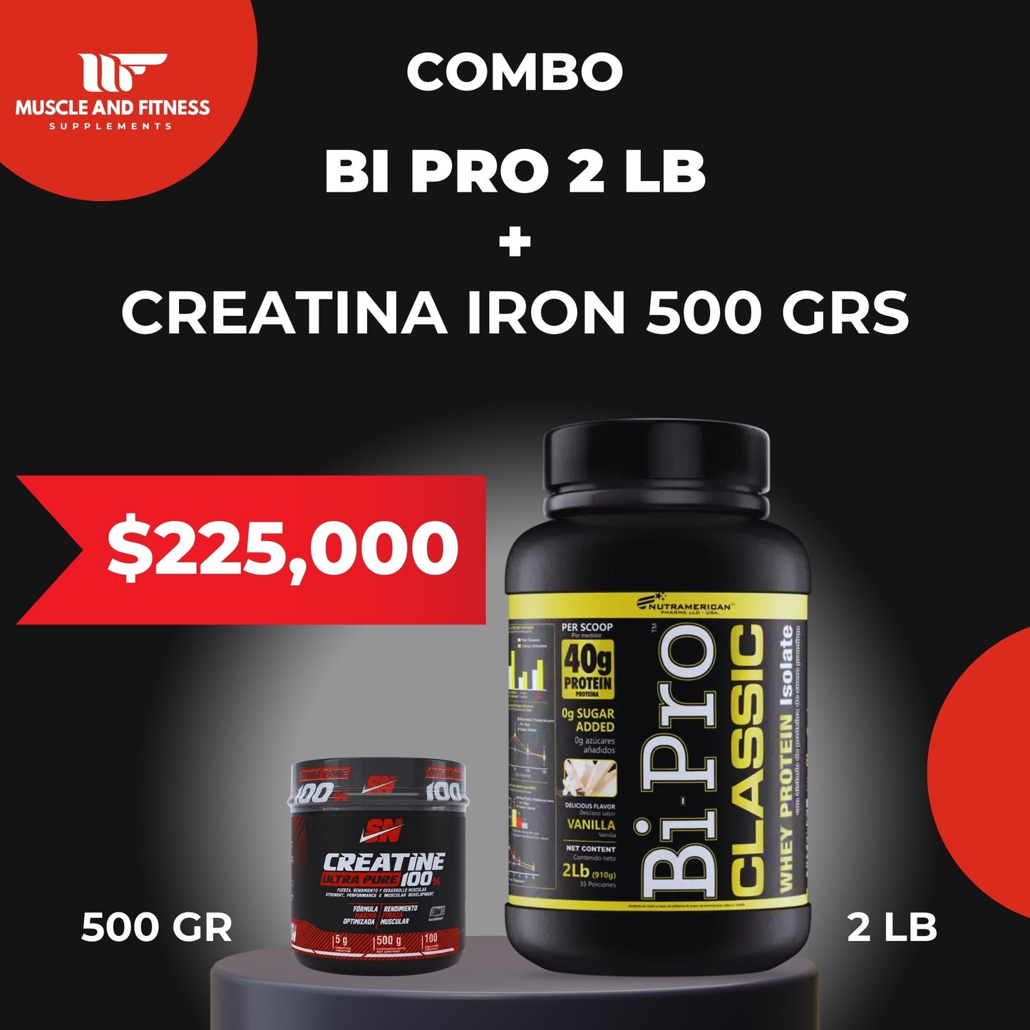 Combo BiPro 2LB + Creatina Iron 500 GRS | Más fuerza, recuperación y rendimiento