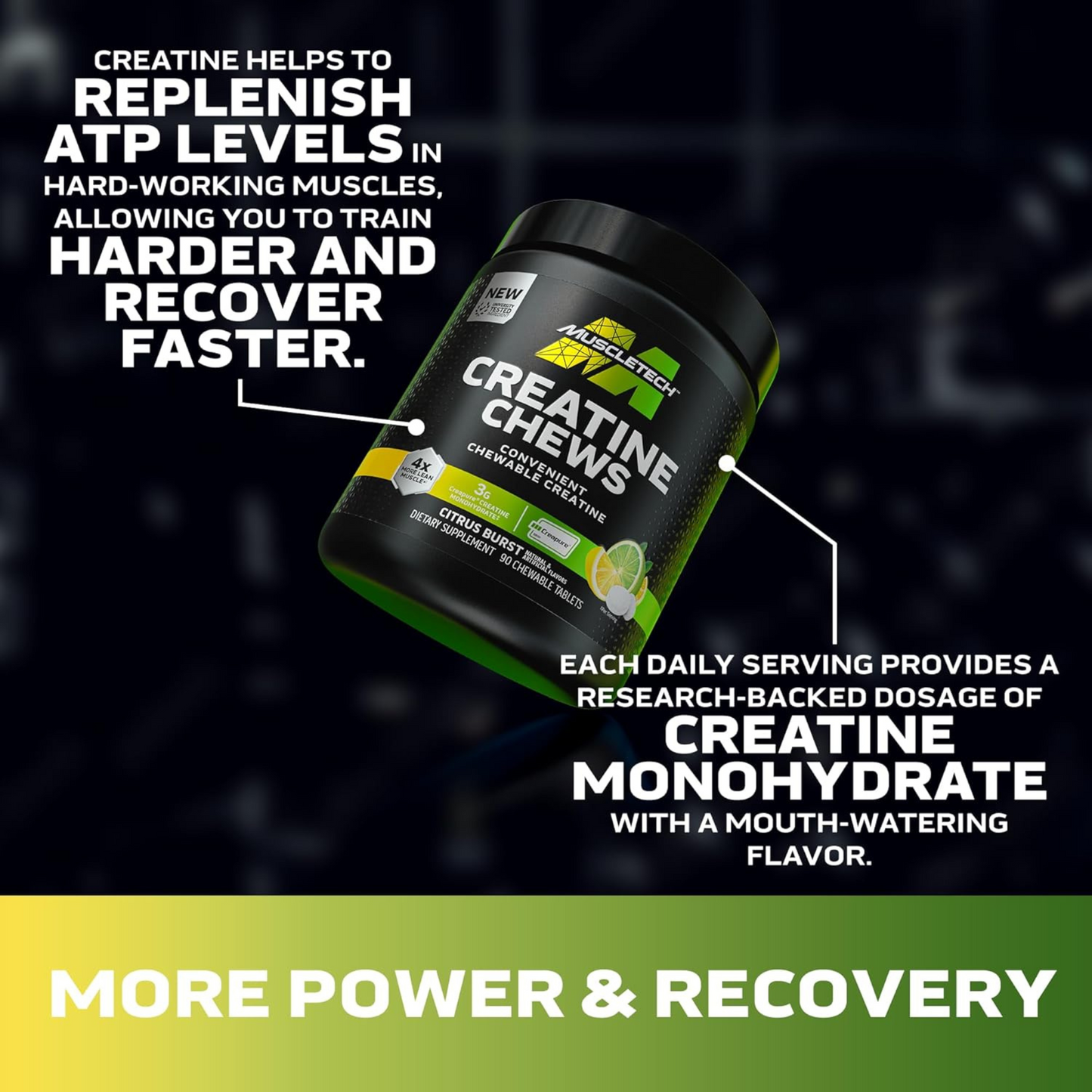 Creatina Chews MuscleTech – 90 Tabletas Masticables