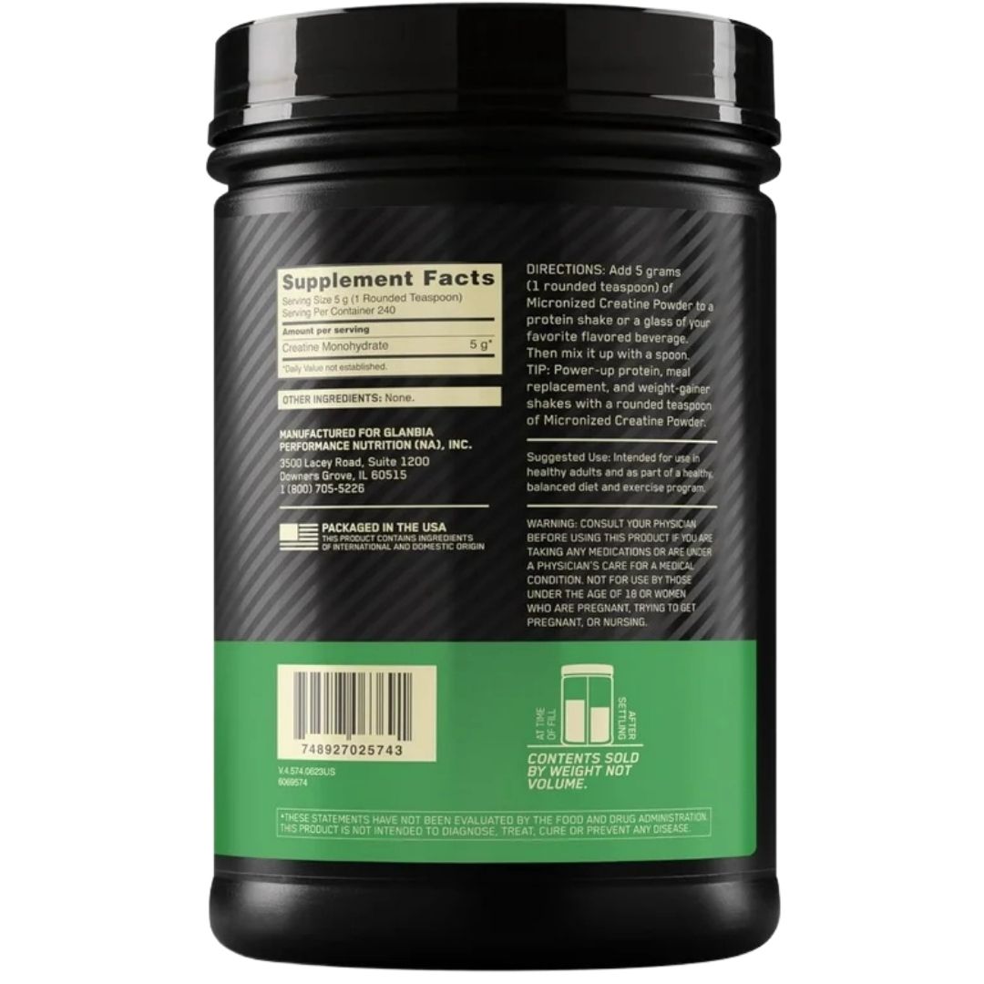 Creatina ON 1.2 kg Micronized – 240 Servicios | Optimum Nutrition