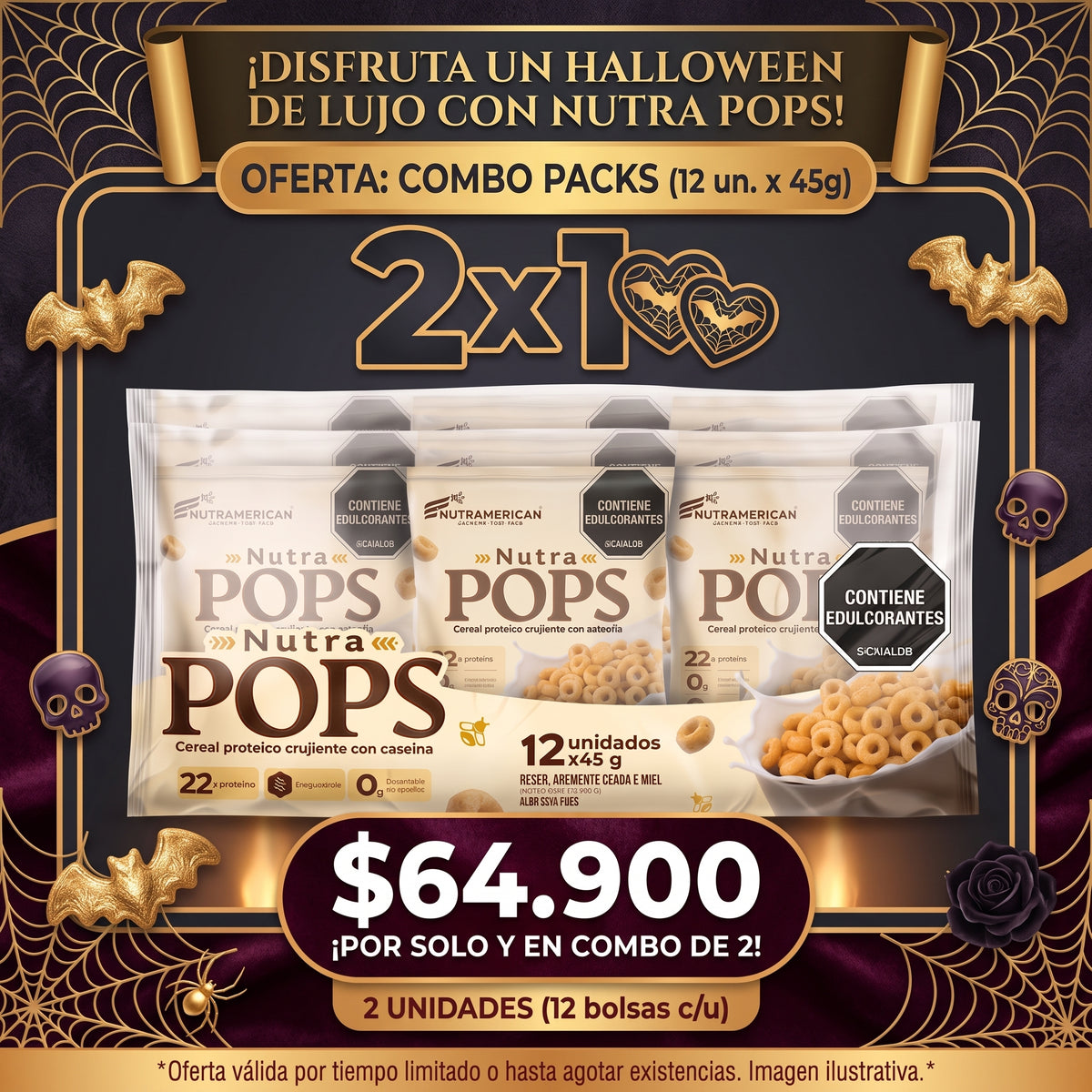 Combo 2x1 Nutra Pops Packs 12x45g | Ofertas Halloween