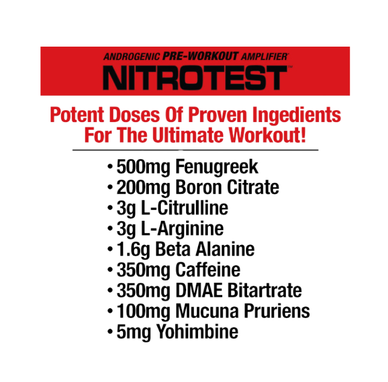 Nitrotest- Pre entreno 2 en 1 + Potenciador de Testosterona