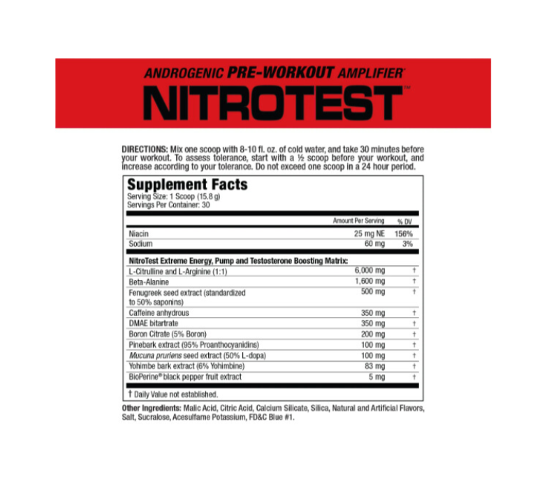 Nitrotest- Pre entreno 2 en 1 + Potenciador de Testosterona