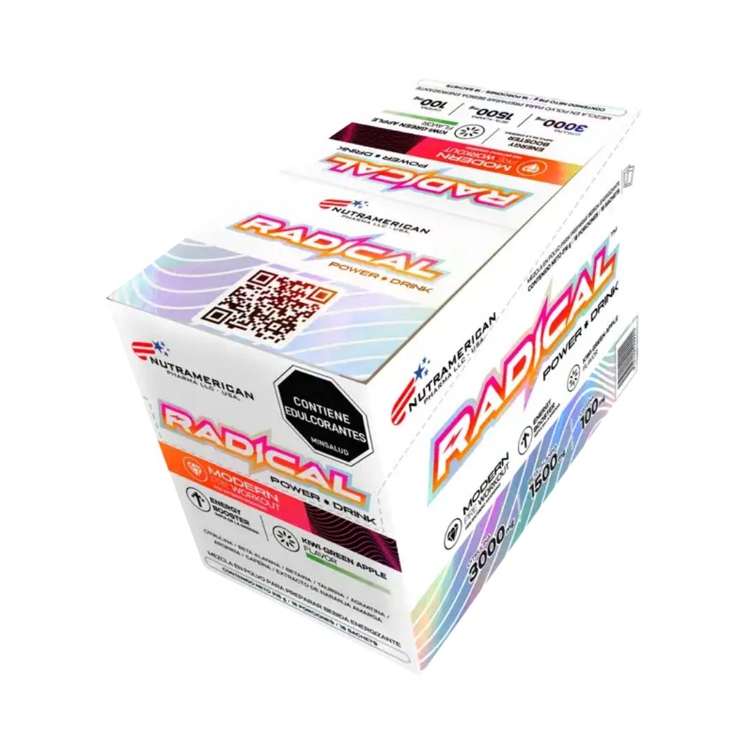 Radical Power Drink Pre Workout Caja x18 | Energía y Rendimiento Sin Azúcar