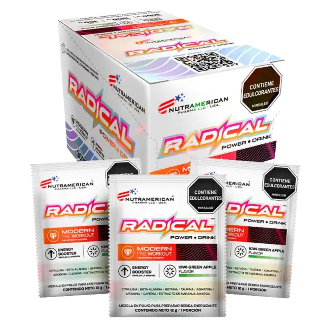 Radical Power Drink Pre Workout Caja x18 | Energía y Rendimiento Sin Azúcar