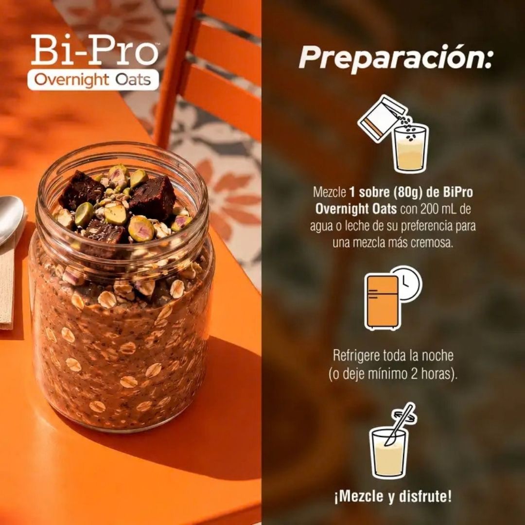 Bi-Pro Overnight Oats | Avena Proteica (Caja 8 Sobres)
