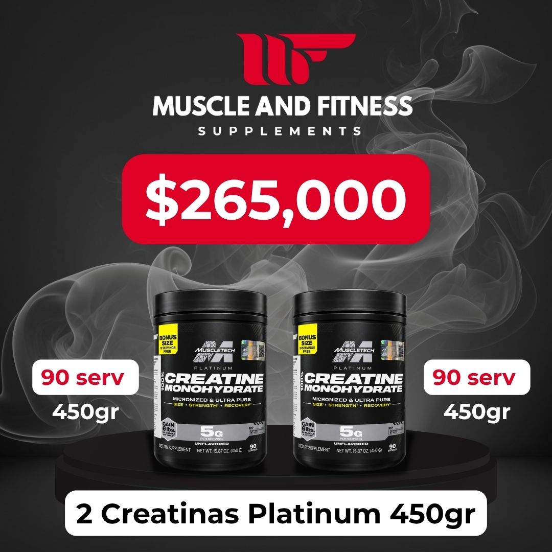 Combo x2 Creatinas Platinum MuscleTech 450g (180 Serv Totales)