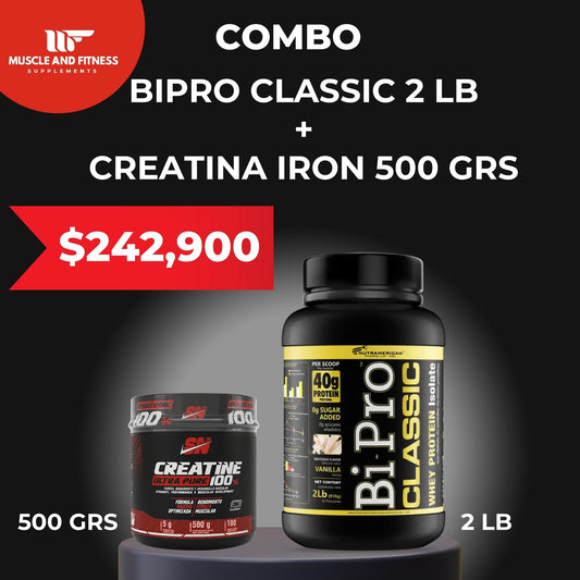 Combo BiPro 2LB + Creatina Iron 500 GRS | Más fuerza, recuperación y rendimiento
