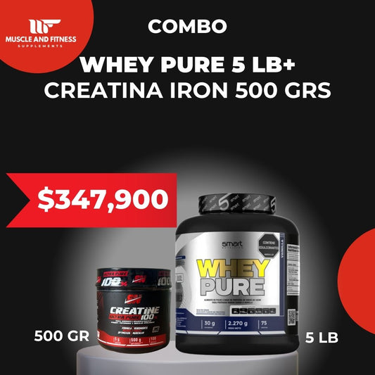Combo Whey Pure 5 lb + Creatina Iron 500 g | Proteína + Creatina