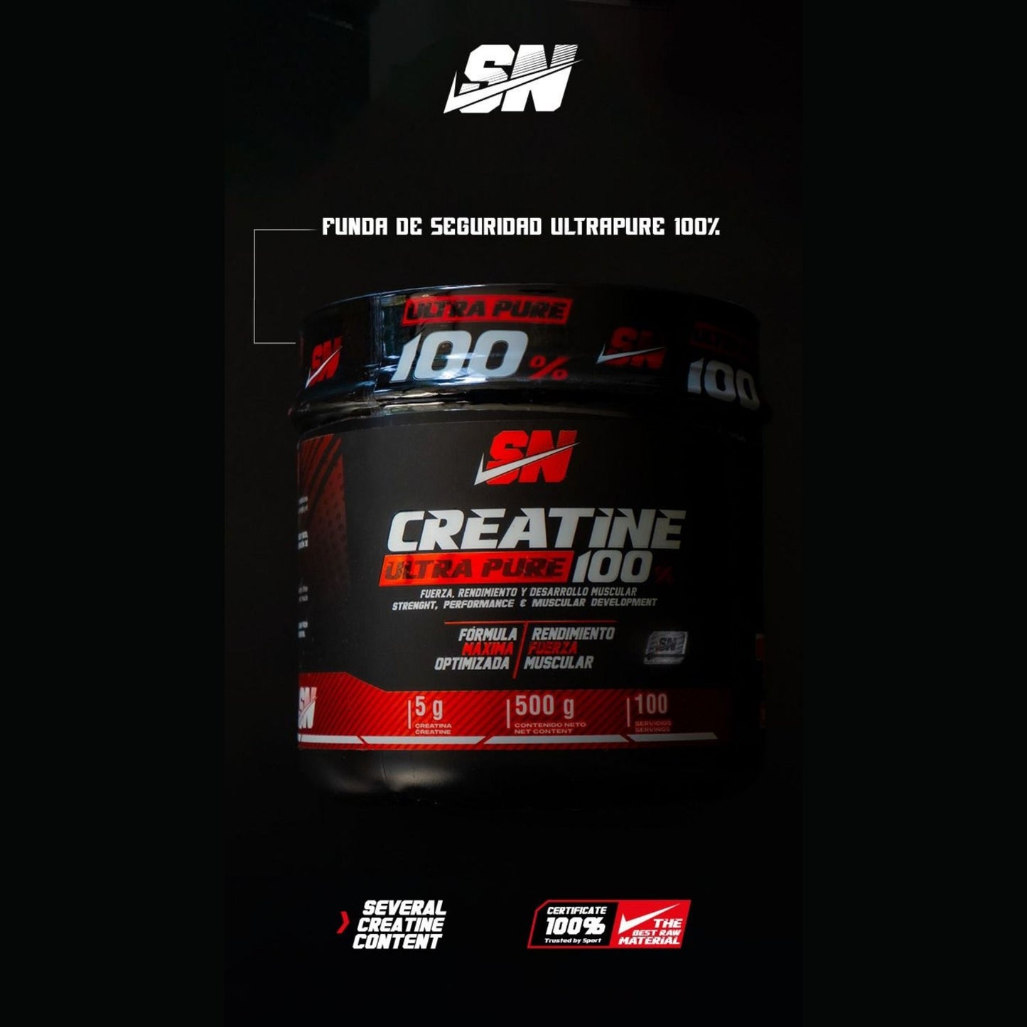 Ultra Pure creatina IRON NUTRITION 500 g - Monohidratada pura para fuerza y rendimiento