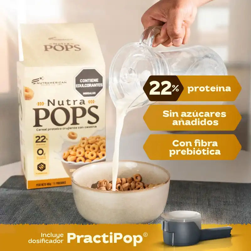 Nutra Pops Cereal Proteico Miel Caja Familiar | 22% Proteína, Saciedad y Sin Azúcar