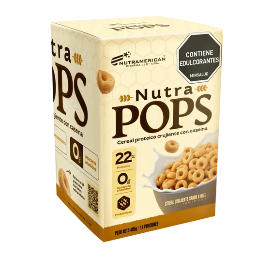 Nutra Pops Cereal Proteico Miel Caja Familiar | 22% Proteína, Saciedad y Sin Azúcar